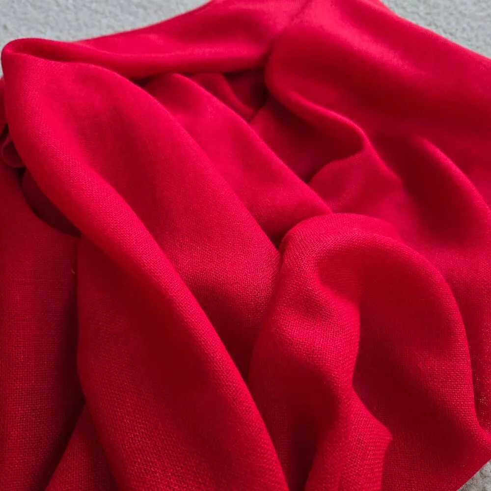 Lightweight Cashmere Wool Scarf Red